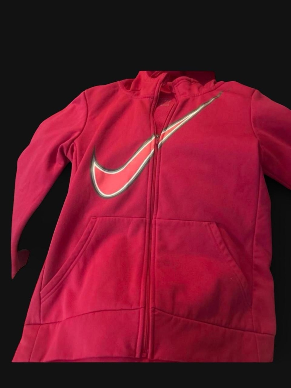 Nike Girls' Bright Pink Full-Zip Puffer Hoodie with Swoosh